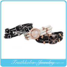 2014 new product fashion high quality stainless steel PU high rubber leather cord bracelet with ball